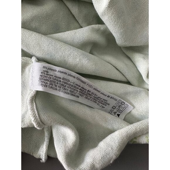 Zara Dress Size Medium Floral Print Knit Mini with Adjustable Strap Blue Green - Picture 9 of 9